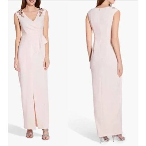 Adrianna Papell Blush Draped Long Dress Size 12 New with‎ Tags - Picture 2 of 8